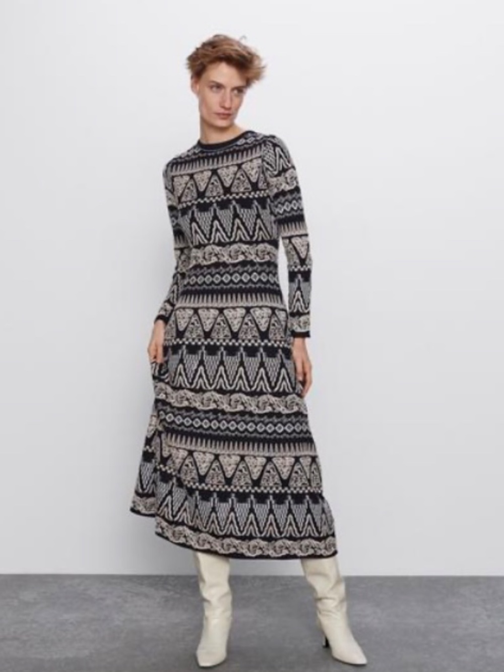 Zara Limited Edition Black Ecru Embroidered Dress NWT Large L Boho